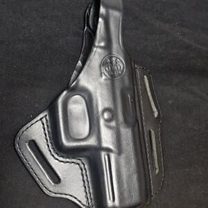 Black Leather Belt Holster with Embossed Logo - Men Accessories